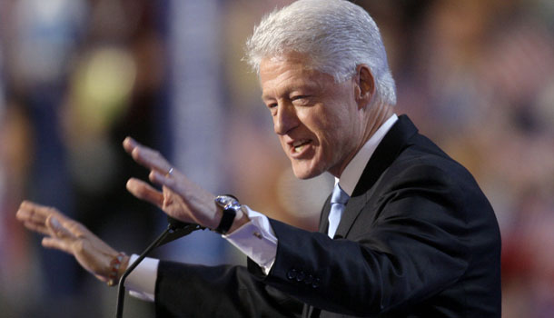 Former President Bill Clinton at the last DNC in Denver. He'll take the stage again tonight. /AP Photo/Charlie Neibergall, file