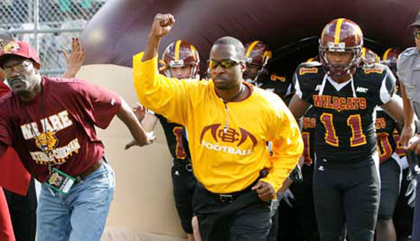 Bethune-Cookman head coach Brian Jenkins' (c) team is in first place on both the media and coaches' poll.