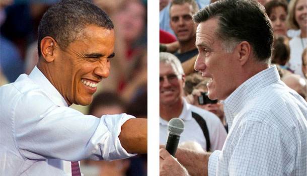 President Barack Obama and Republican presidential candidate, former Massachusetts Gov. Mitt Romney will take part in their first debate tonight, Wednesday, )ct. 3, 2012, at 9 ET. /AP file photos