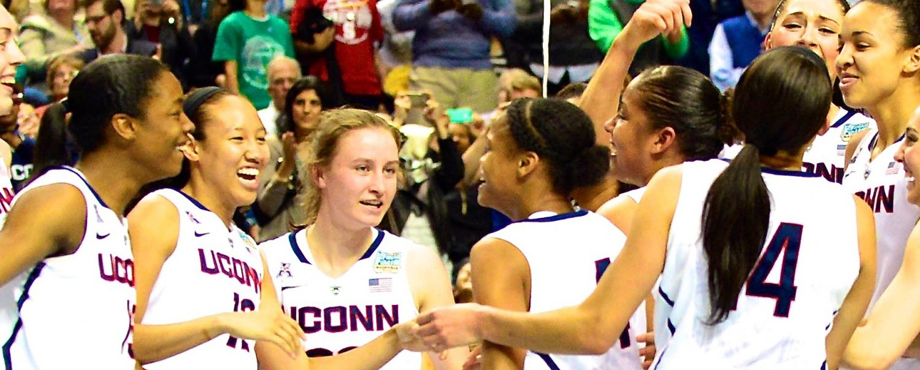 UConn routed Notre Dame in the first NCAA women's basketball championship game featuring undefeated teams.